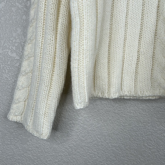Fashion Bug Cream Coastal Cable Knit Fisherman Turtleneck Sweater Size Medium - Picture 3 of 5